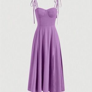 SHEIN Lavender Tie-Strap Midi Dress - Women's Purple Sundress